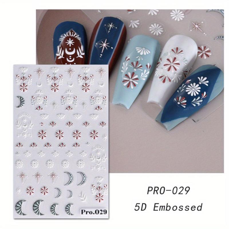 5D Embossed Totem Nail Art Stickers Self Adhesive Nail Decals