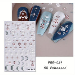 5D Embossed Totem Nail Art Stickers Self Adhesive Nail Decals