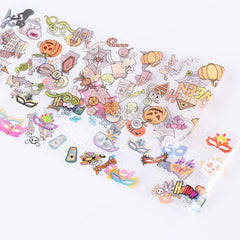 10pcs Halloween Nail Foil Transfer Stickers Ghost Pumpkin Spider Bat