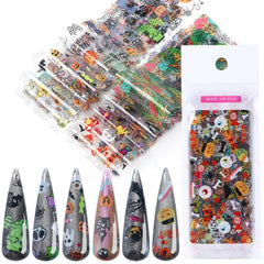 10pcs Halloween Nail Foil Transfer Stickers Ghost Pumpkin Spider Bat