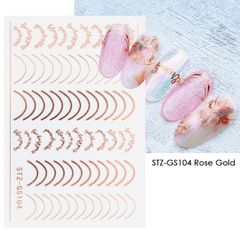 3D Nail Art Stickers Metallic Lace Abstract Lines French Manicure