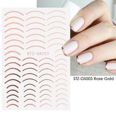 3D Nail Art Stickers Metallic Lace Abstract Lines French Manicure