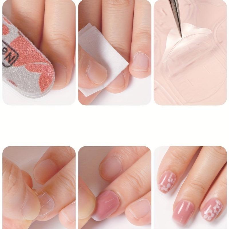 24pcs Jelly Glue Plus Size Nail Stickers