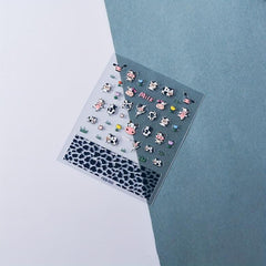 Cow Nail Art Sticker Decals 5D Embossed Cow Print Nail Art Supplies
