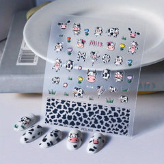 Cow Nail Art Sticker Decals 5D Embossed Cow Print Nail Art Supplies