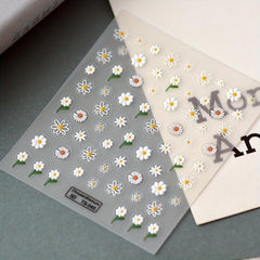5D Embossed Daisy Nail Art Stickers Self Adhesive Flower Nail Decals