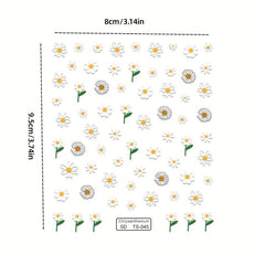 5D Embossed Daisy Nail Art Stickers Self Adhesive Flower Nail Decals