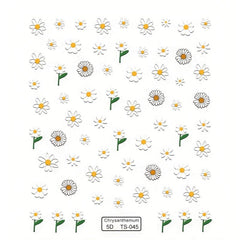 5D Embossed Daisy Nail Art Stickers Self Adhesive Flower Nail Decals