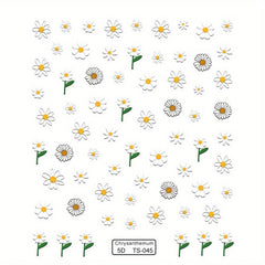 5D Embossed Daisy Nail Art Stickers Self Adhesive Flower Nail Decals
