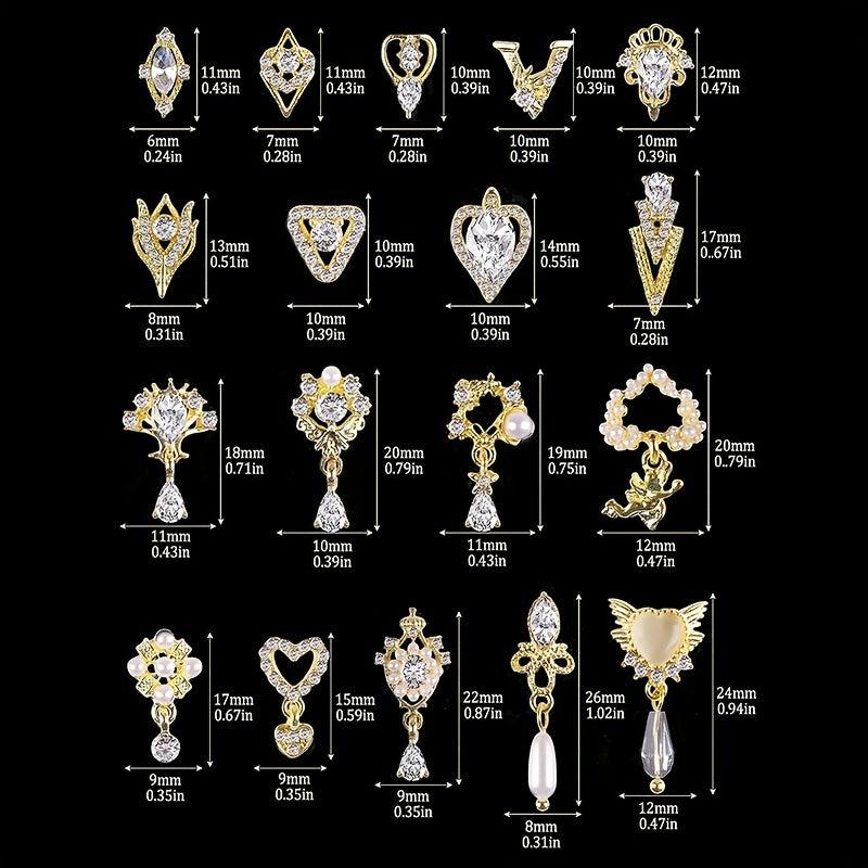 36 Pcs Nail Art Rhinestone Charms 3D Dangle Nail Charms For Acrylic Nails