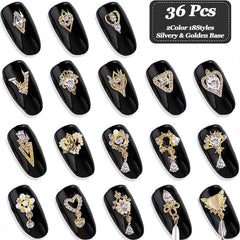 36 Pcs Nail Art Rhinestone Charms 3D Dangle Nail Charms For Acrylic Nails