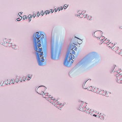 12pcs 3D Constellation Nail Charms Zodiac Nail Studs For Acrylic Nails