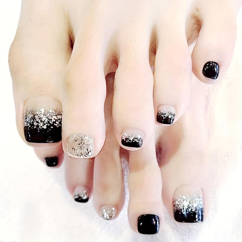 Gradient Glitter Toenail Stickers Set for Women Girls