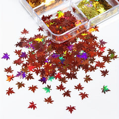 Fall Leaf Glitter Nail Sequins Maple Leaf Holographic Nail Art Flakes