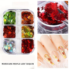 Fall Leaf Glitter Nail Sequins Maple Leaf Holographic Nail Art Flakes