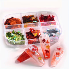 Fall Leaf Glitter Nail Sequins Maple Leaf Holographic Nail Art Flakes
