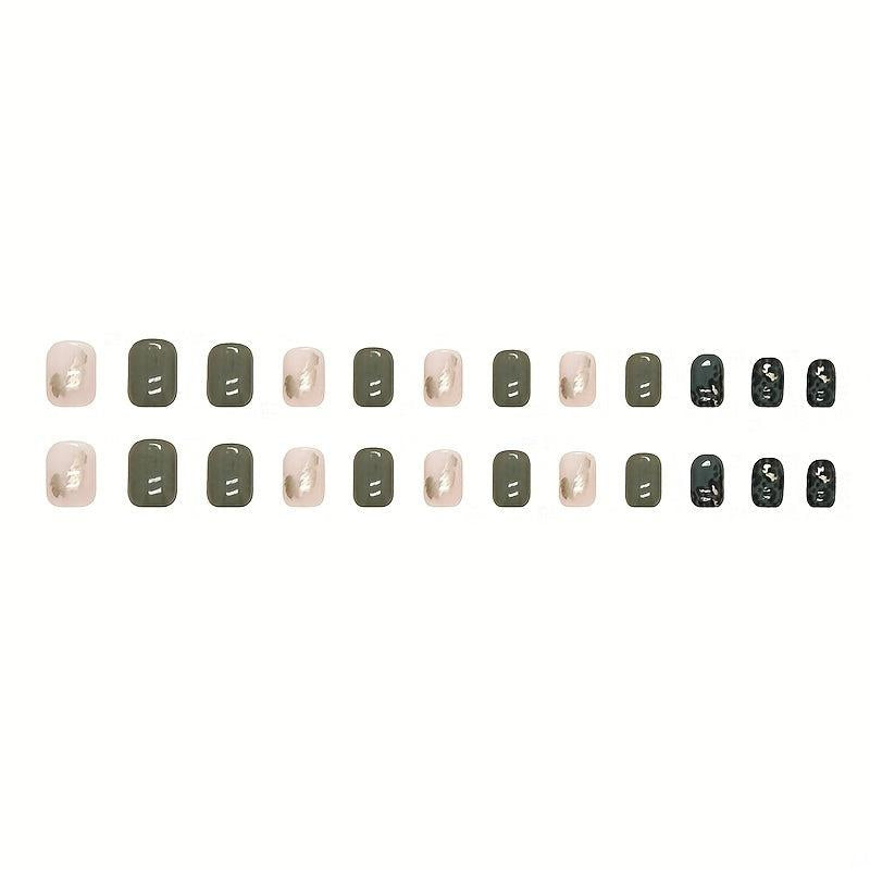 Green Nail Polish Stickers Leopard Printed Self Adhesive Nail Art Decals