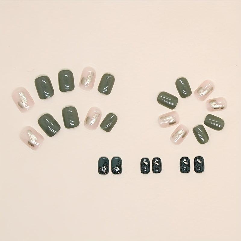 Green Nail Polish Stickers Leopard Printed Self Adhesive Nail Art Decals
