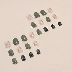 Green Nail Polish Stickers Leopard Printed Self Adhesive Nail Art Decals