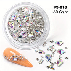 AB Champagne Nail Rhinestones Glitter Wedding 3D Nail Art Decoration