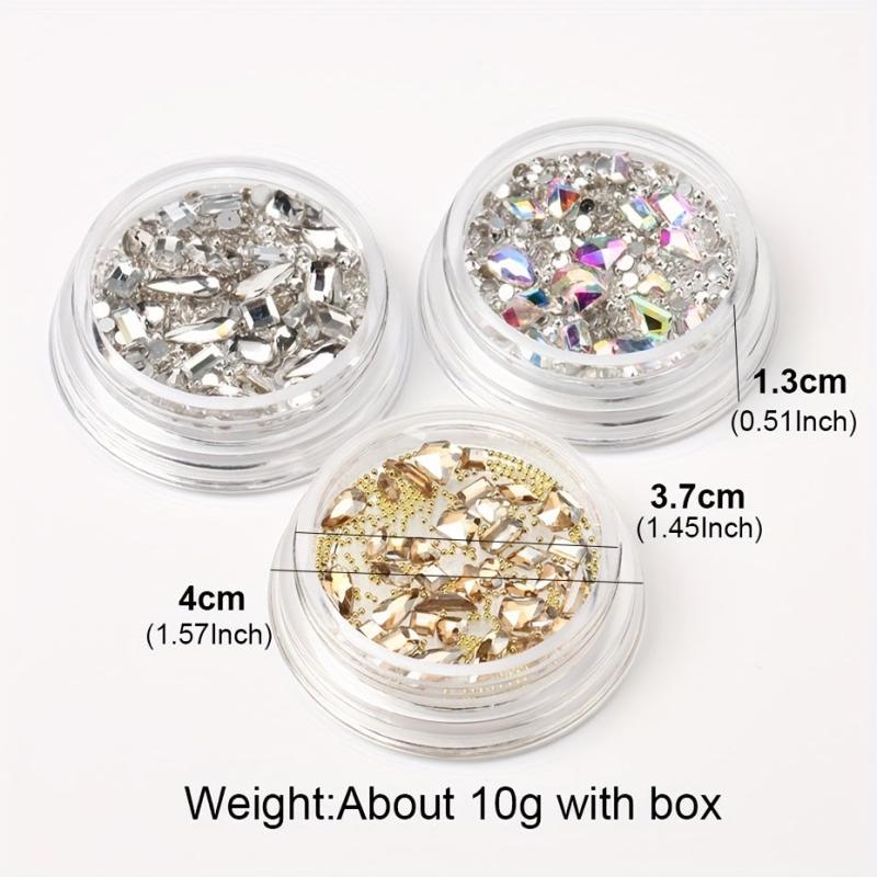 AB Champagne Nail Rhinestones Glitter Wedding 3D Nail Art Decoration