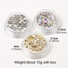 AB Champagne Nail Rhinestones Glitter Wedding 3D Nail Art Decoration