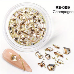AB Champagne Nail Rhinestones Glitter Wedding 3D Nail Art Decoration