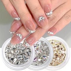 AB Champagne Nail Rhinestones Glitter Wedding 3D Nail Art Decoration