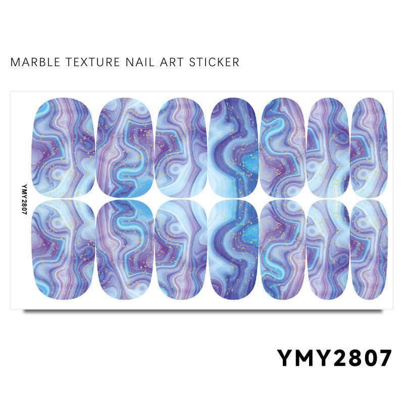 Marble Nail Polish Stickers Self Adhesive Nail Art Decal Strips 14 Pcs Sheet