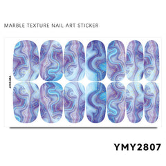 Marble Nail Polish Stickers Self Adhesive Nail Art Decal Strips 14 Pcs Sheet