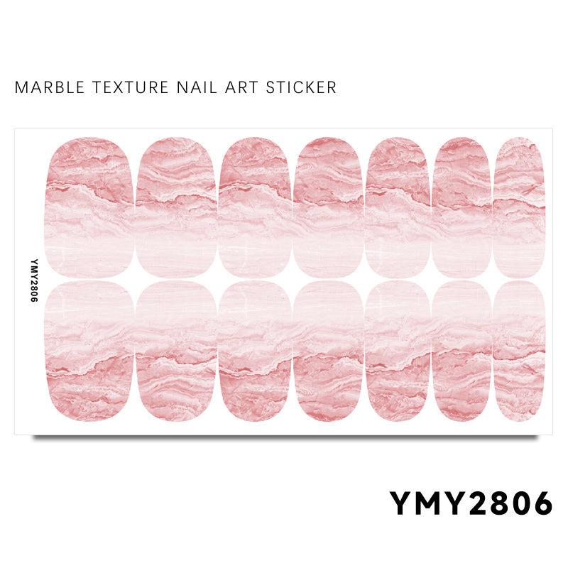 Marble Nail Polish Stickers Self Adhesive Nail Art Decal Strips 14 Pcs Sheet