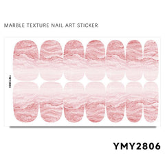 Marble Nail Polish Stickers Self Adhesive Nail Art Decal Strips 14 Pcs Sheet