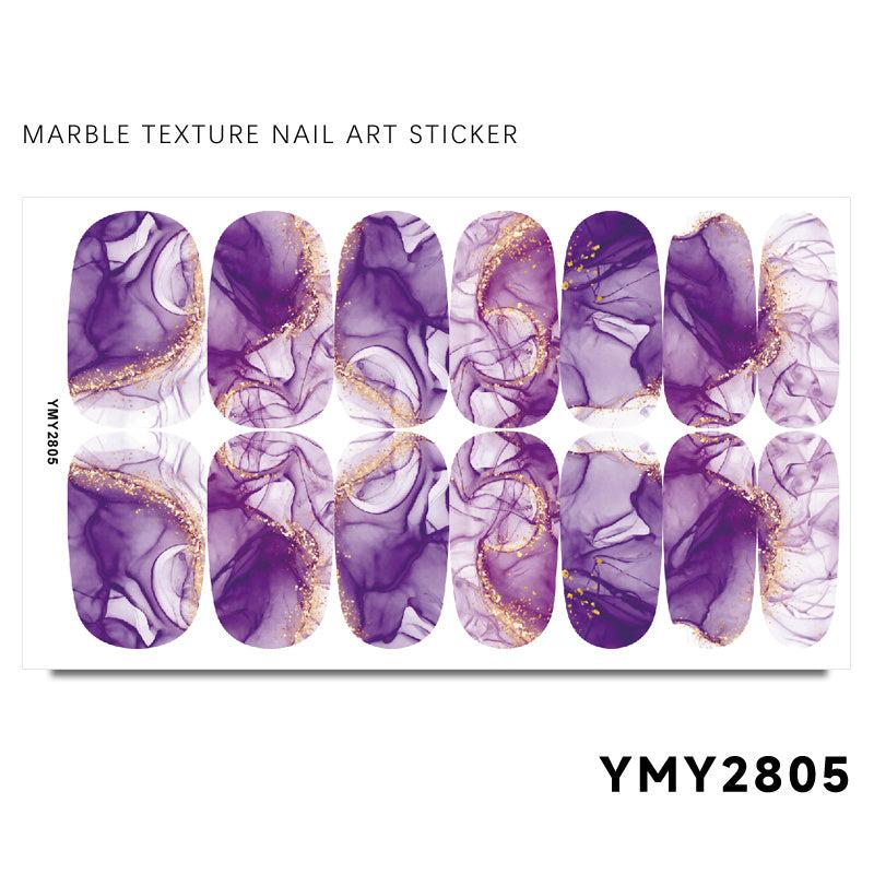 Marble Nail Polish Stickers Self Adhesive Nail Art Decal Strips 14 Pcs Sheet