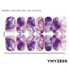 Marble Nail Polish Stickers Self Adhesive Nail Art Decal Strips 14 Pcs Sheet