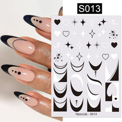Fluorescent Marble Geometric Nail Decals 3D Stickers for DIY Nail Art