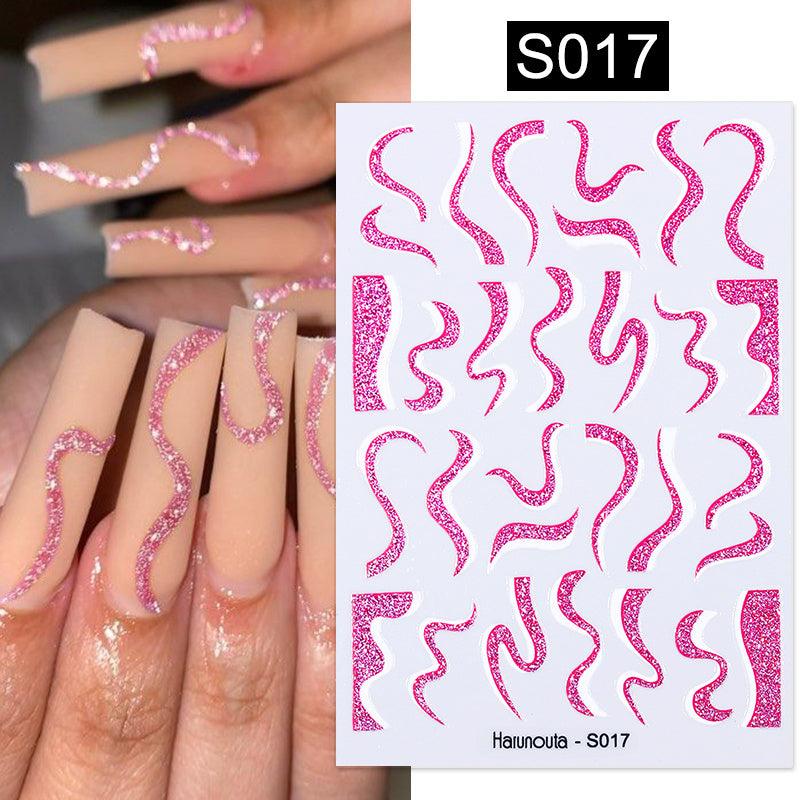 Fluorescent Marble Geometric Nail Decals 3D Stickers for DIY Nail Art
