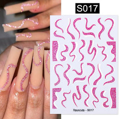 Fluorescent Marble Geometric Nail Decals 3D Stickers for DIY Nail Art