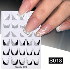Fluorescent Marble Geometric Nail Decals 3D Stickers for DIY Nail Art