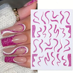 Fluorescent Marble Geometric Nail Decals 3D Stickers for DIY Nail Art