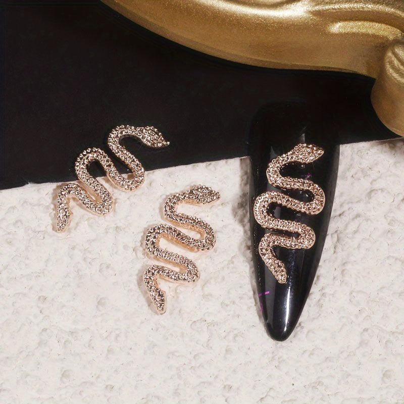 10pcs Metal Snake Shape Nail Art Charms 3D Alloy Rhinestones Nail Art Jewelry