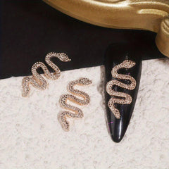 10pcs Metal Snake Shape Nail Art Charms 3D Alloy Rhinestones Nail Art Jewelry