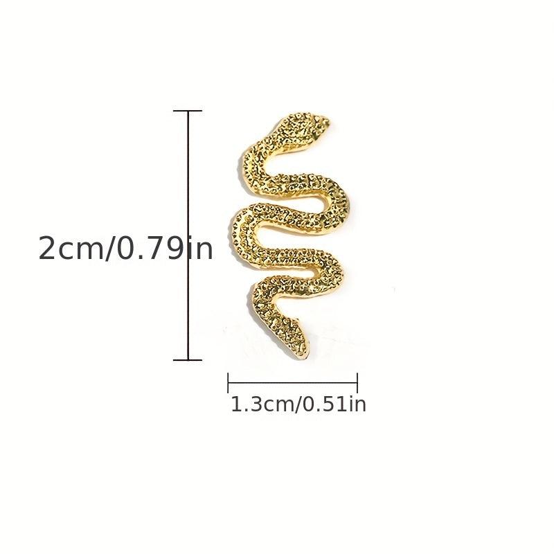 10pcs Metal Snake Shape Nail Art Charms 3D Alloy Rhinestones Nail Art Jewelry