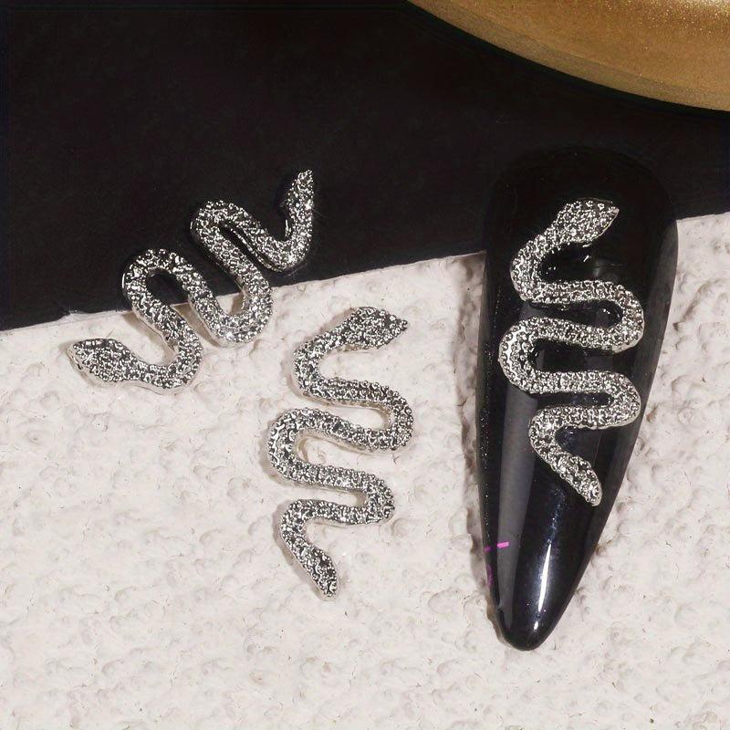 10pcs Metal Snake Shape Nail Art Charms 3D Alloy Rhinestones Nail Art Jewelry