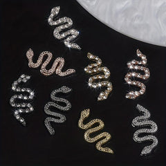 10pcs Metal Snake Shape Nail Art Charms 3D Alloy Rhinestones Nail Art Jewelry