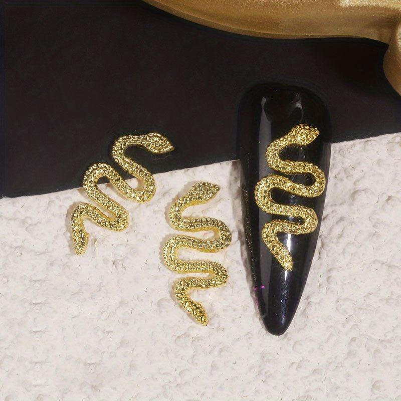 10pcs Metal Snake Shape Nail Art Charms 3D Alloy Rhinestones Nail Art Jewelry