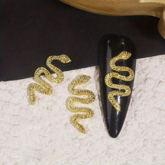 10pcs Metal Snake Shape Nail Art Charms 3D Alloy Rhinestones Nail Art Jewelry