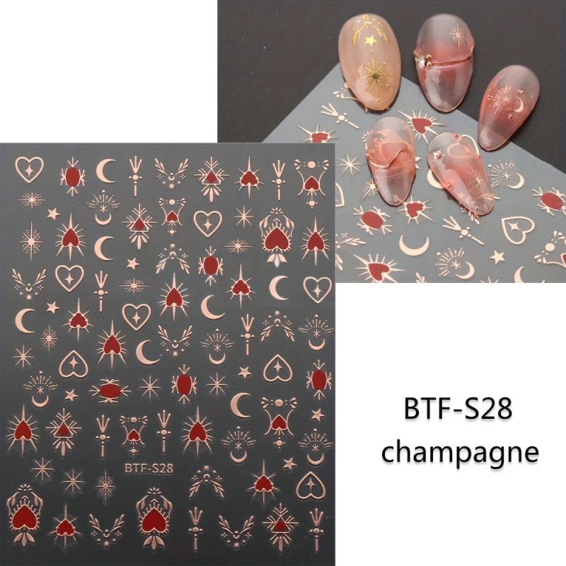 3pcs 3D Nail Art Stickers Star Moon Sun Nail Decals DIY Nail Salons