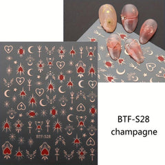 3pcs 3D Nail Art Stickers Star Moon Sun Nail Decals DIY Nail Salons