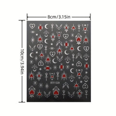 3pcs 3D Nail Art Stickers Star Moon Sun Nail Decals DIY Nail Salons