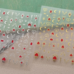 3pcs 3D Nail Art Stickers Star Moon Sun Nail Decals DIY Nail Salons